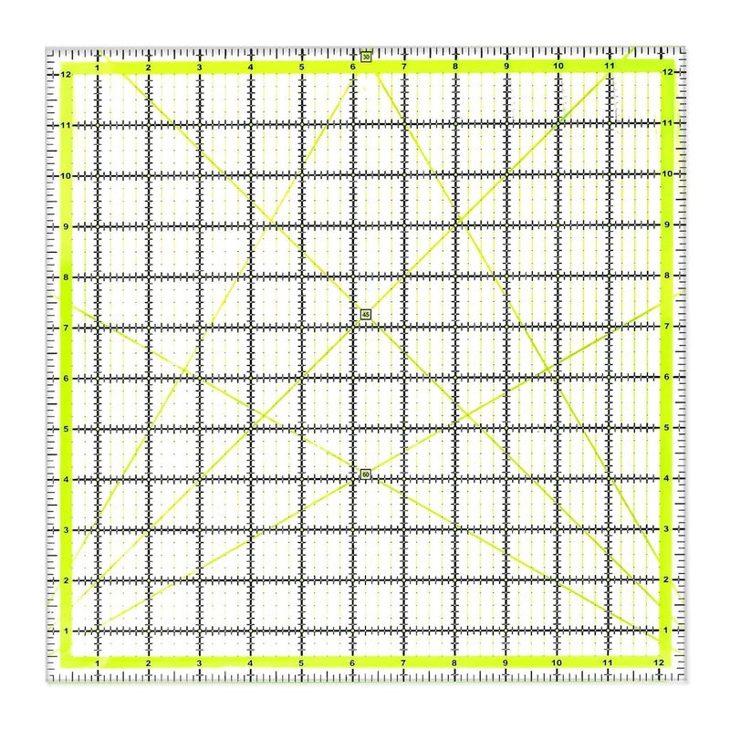 UOOU Quilting Ruler(12.5"X12.5"), Square Quilting Rulers Fabric Cutting Ruler Acrylic Quilters Rulers Clear Mark for Easy Precision Cutting and Crafts Quilting and Sewing - Image 1